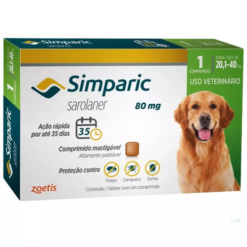 Simparic 20 A 40 Kg 80 Mg 1 Comprimido Validade Abril 2020