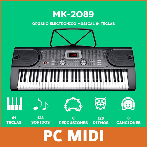 Imagen 3 de 7 de Teclado musical Meike MK-2089 61 teclas negro