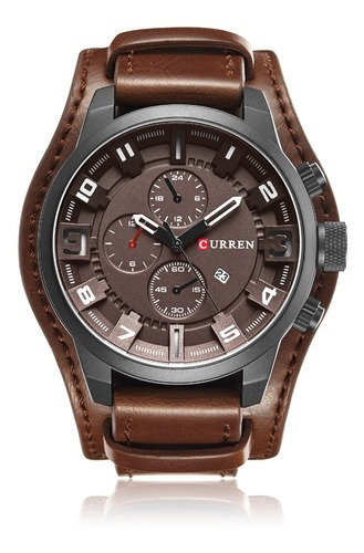 Reloj De Cuarzo De Lujo Para Hombre Curren 8225 Color de la correa Café