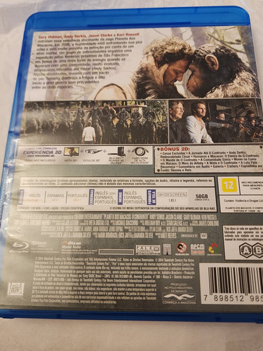 Planeta Dos Macacos: O Confronto Blu-ray 3d Lacrado