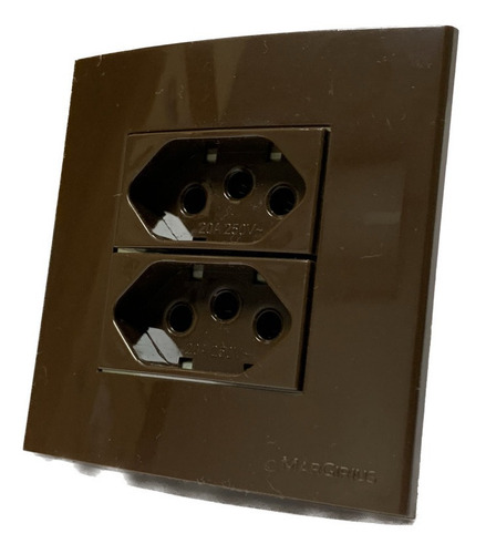 Kit 6 Un Tomada Dupla Móvel Margirius Sleek Marrom 20a 250v