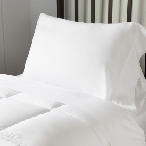 Set 7 Pz King Size Edredón Con Sábanas Y Fundas Premium Blanco Liso