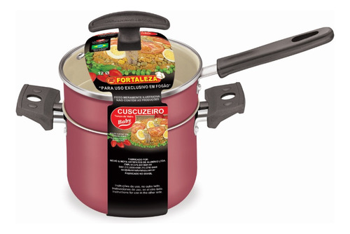 Fortaleza Cuscuzeiro 2x1 Anti Aderente 1,1 L nordestino Cor Vermelho