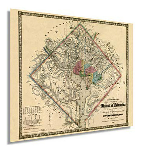 Historix 1862 Washington Dc Mapa Antiguo - 20 X 24 Pulgadas 