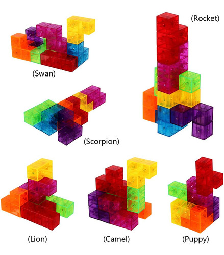 Bloques De Construcción Magnéticos 3d Con 54 Tarjetas Para N