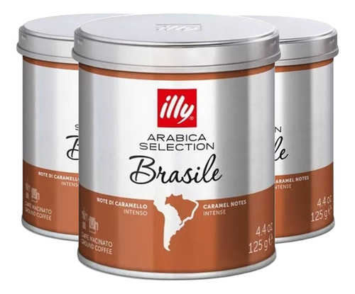 Café Moído Brasil 100% Arábica Illy 125g (3 Latas)