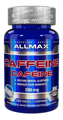 Cafeina Allmax 200mg 100 Tablets - Importado Eua Caffeine 