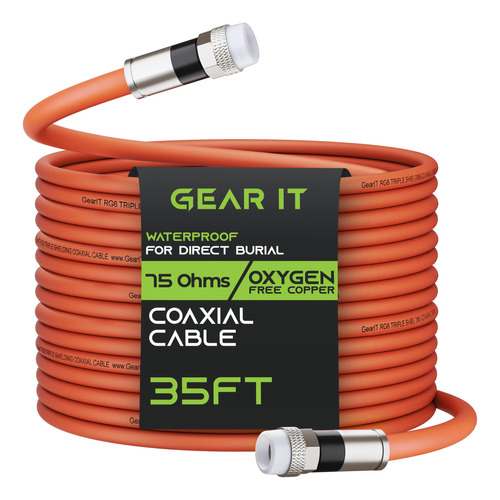 Gearit Cable Coaxial Para Entierro Directo (35 Pies) Rg6 70