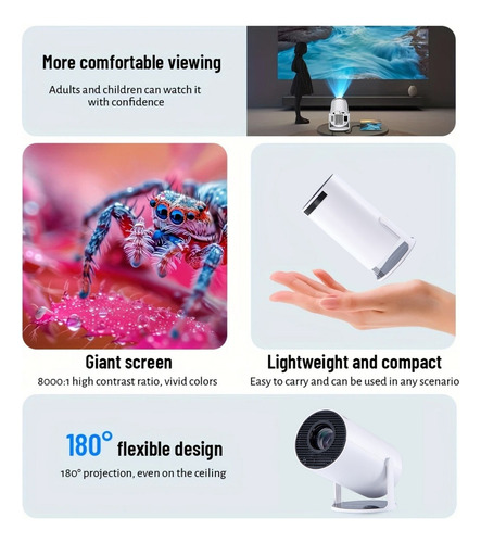 Mini Proyector Portátil Con Wifi6 Y Bt5.0 Keystone