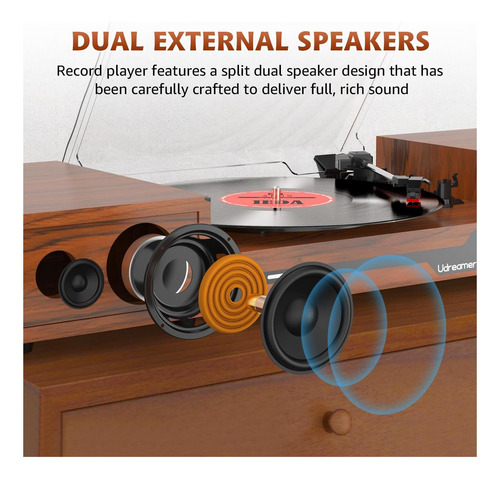 Tocadiscos De Vinilo Con Altavoces Y Plataforma Elegante