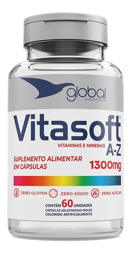 Polivitamínico Vitasoft A-z 60 Cps - Global Suplementos