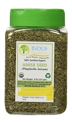 Semillas Del Indo Organics India Anís, 8 Oz Jar, Superiores 