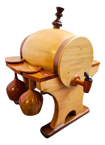 Barril De Madera Bar Vinos Con 4 Copas Madera 1.5l Elegante