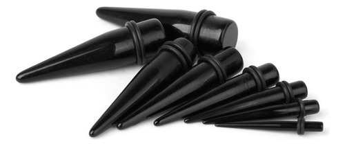 8 X Acrílico Negro Expansor De Cono Oído Estiramiento Ench