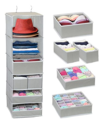 Simple Houseware Organizador Colgante De 6 Estantes Con Cajo