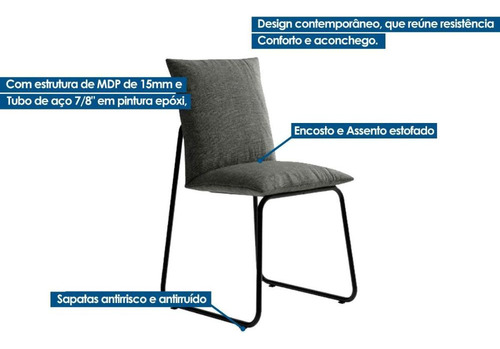Cadeira Sala De Jantar Soft 1750 Aço Kit 2 Uni Cobre/linho A