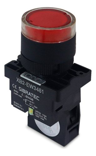 Botão De Impulso Iluminado Ew3461 24vcc/vca Vermelho 1nf