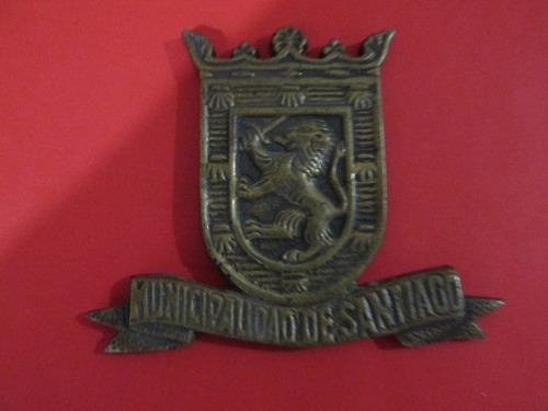 Antiguo Escudo Municipalidad Santiago De Bronce Muy Escaso