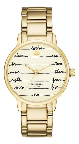 Relógio Feminino Kate Spade Gramercy Dourado 2 Anos Cor Da Correia Cinza Cor Do Bisel Prateado Cor Do Fundo Preto