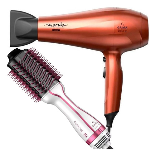 Secador De Cabelo Gama Italy 2000w Vb+ Escova Alisadora Rosa