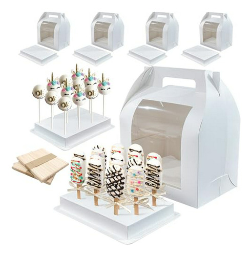 Exhibidor Portátil De Cake Pops, 4 Uds. En Blanco