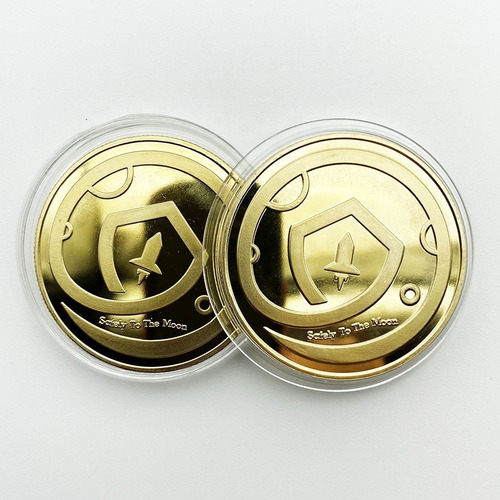 Imagen 2 de 8 de Moneda Souvenir Safemoon Cripto Dorada Fisica De Coleccion