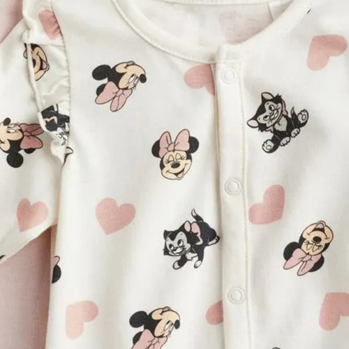Body Manga Larga Enterito Pijama Bebe Disney Mickey Y Pluto Celeste 3m Lisa