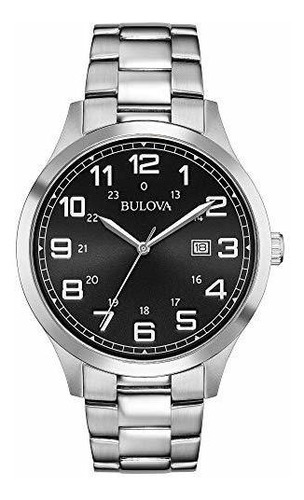 Bulova Vestido Negro Dial Acero Inoxidable Reloj Para Hombre