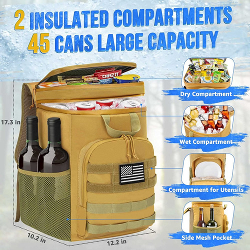 Hielera Mochila Tactica Termica 45 Latas Para Camping Playa