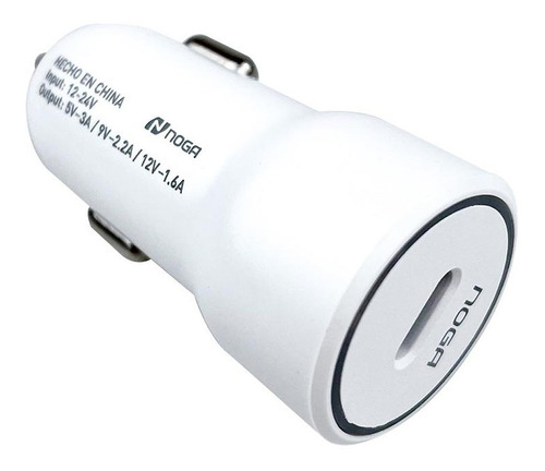 Cargador Auto Usb Carga Rapida Tipo C Noga Car Usb 21 20w 3a Color Blanco