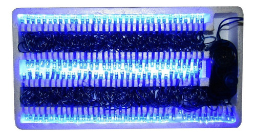 Luces Navidad Decorativas Musical Azul 140luces 7.6mts Luces Azul Cable Azul