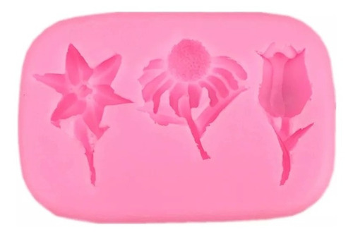 Molde De Silicona Fondant 3 Flores Rosas