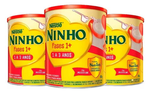 Pacote Leite Ninho Fases 1+ Nestlé 800g C/ 3 Unidades