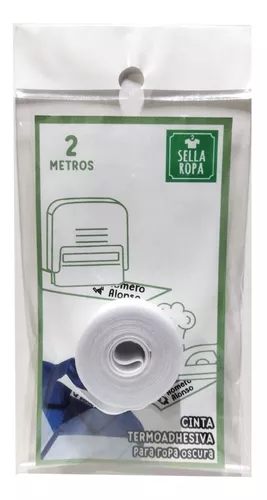  Cinta blanca termoadhesiva para sello personalizado, 6.6 ft x  0.8 in para marcar ropa, 1 rollo, 50 etiquetas, resistente a lavadora y  secadora, 70% poliéster, 30% algodón, color blanco : Productos de Oficina