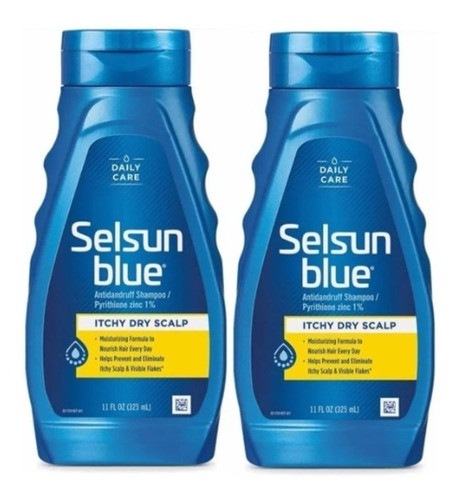 2 Shampoo Selsun Blue Itchy Dry Scalp Dandruff 325ml C/u