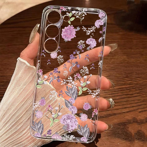 Funda Blanda Transparente De Jacinto Violeta Para Teléfono Con Funciones A Prueba De Golpes, Compatible Con Apple, Compatible Con Samsung