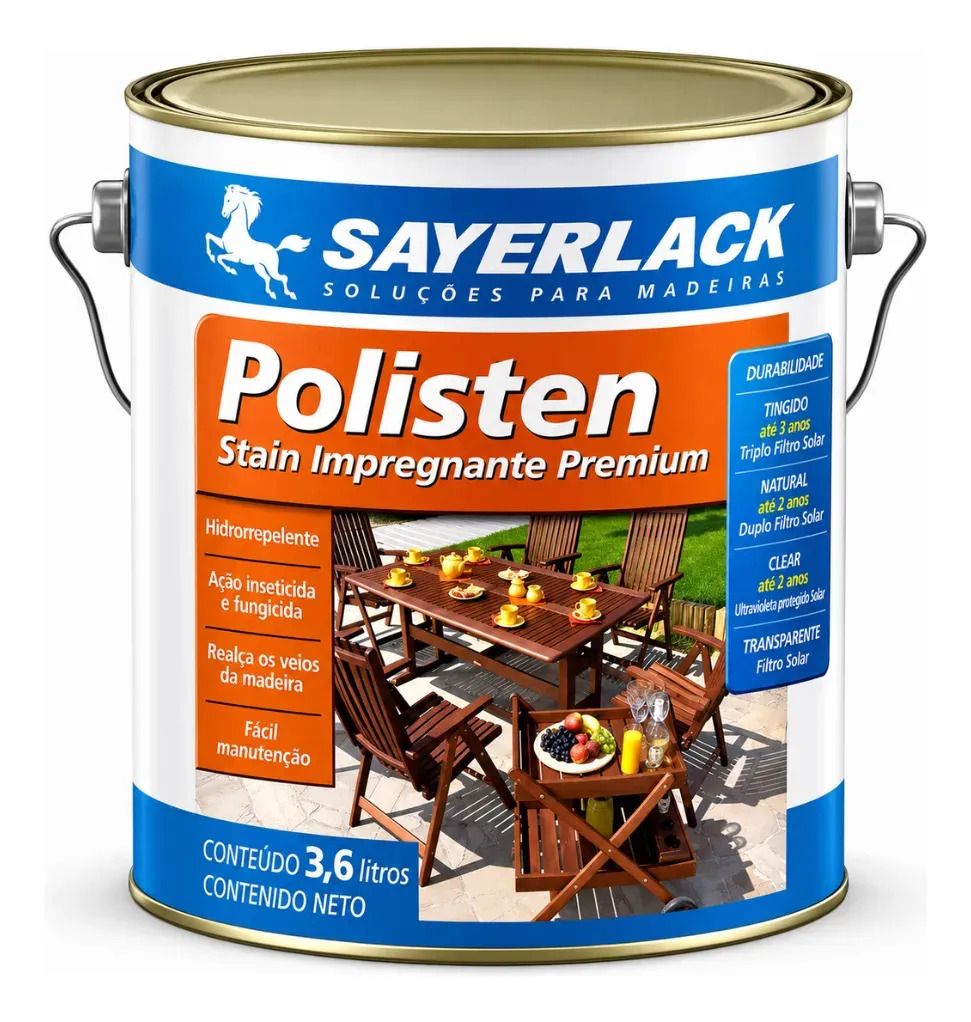Polisten Stein Transparente Sayerlack 3,6lts Madeira Acabamento Acetinado