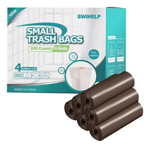 Swihelp Bolsas De Basura, 6 Rollos/240 Bolsas De Basura Pequ