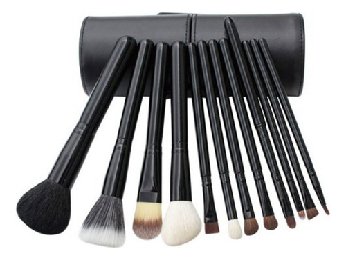 Set De Maquillaje 12 Brochas Portavaso Limpia Brochas