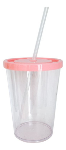 Vaso 300cc C/tapa Sorbete Souvenir Reutilizables Transp X20u Rosa Pastel