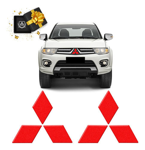 Par De Emblemas L200 Triton 2017 Logo Mitsubishi Refletivo