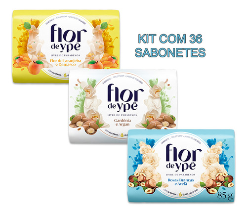 Sabonete Flor De Ypê Barra 85g - Kit Com 36 Sabonetes