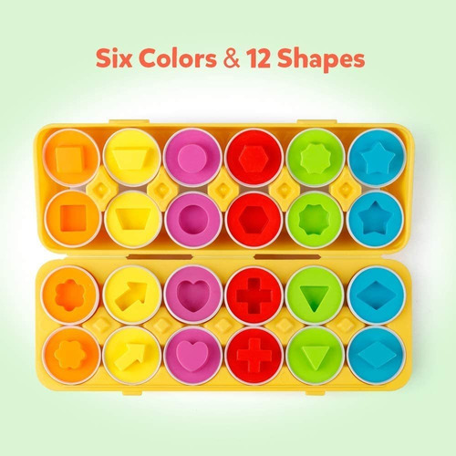 Coogam Juego De 12 Piezas De Huevos A Juego De Color Y Forma