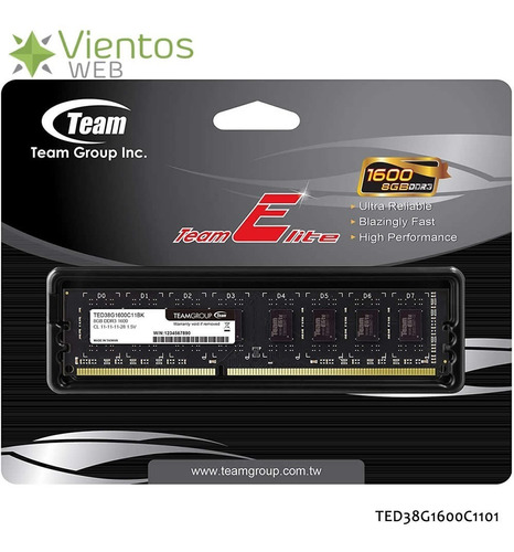 Memoria Dimm Team Group Elite Ddr3 8gb 1600 Mhz Pc Gamer