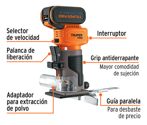 Router Inalambrico 20 V 1 Bateria 4 Ah Truper 102865