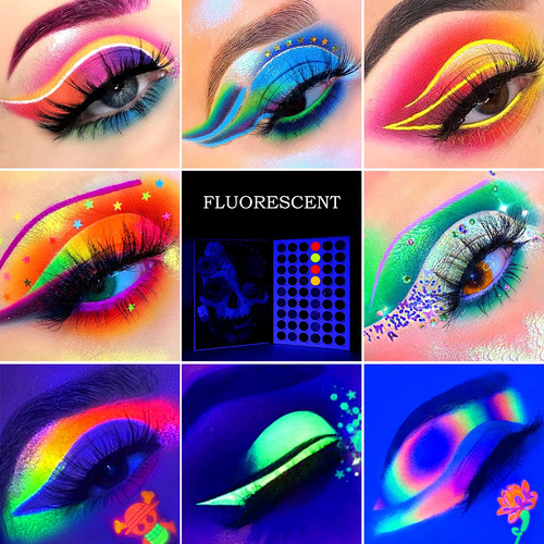 De'lanci La Catrina Neon Eyeshadow Palette 54 Colors,blackli