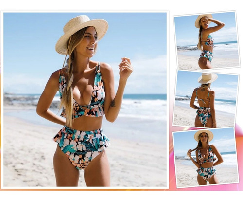 Imagen 2 de 8 de Hermosas Mallas Bikinis De Dama Tiro Alto 2pcs En Stock