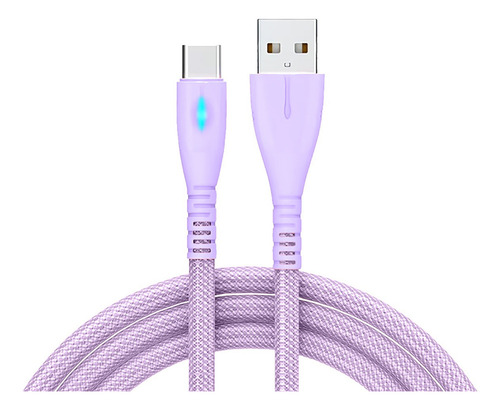 Cable Usb Trenzado De Nylon Carga Rápida Indicador Led Dbugg Lila
