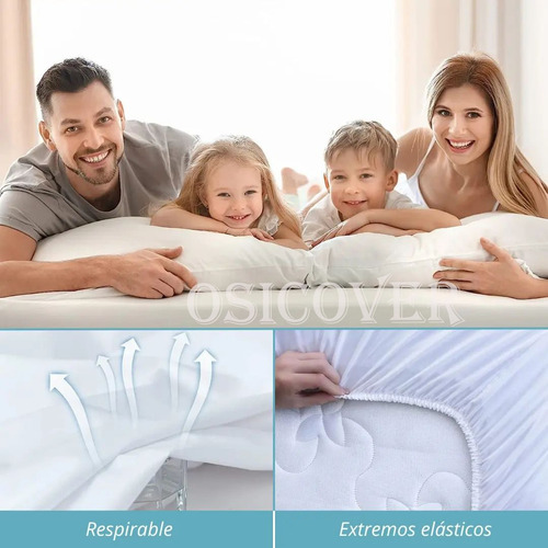 Cubre Colchon 2 Plazas Impermeable Incontinencia Impermeable Color Blanco Diseño de la tela Lisa