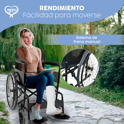 Silla De Ruedas Heal Todo Terreno Compacta Plegable Color Negro